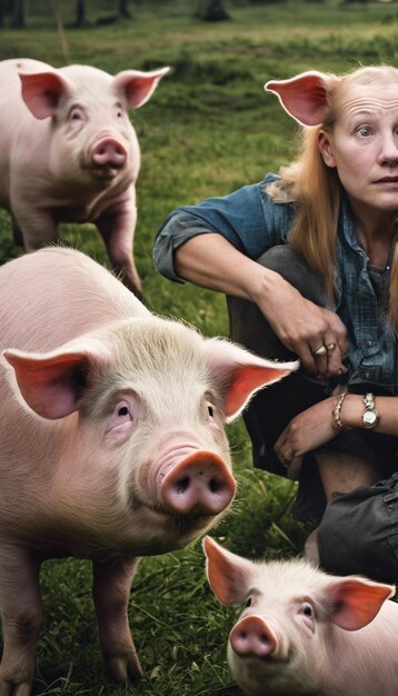 Foto erforschung der anthropomorphen fusion von mensch-schwein-hybriden in fantasy und fiktion