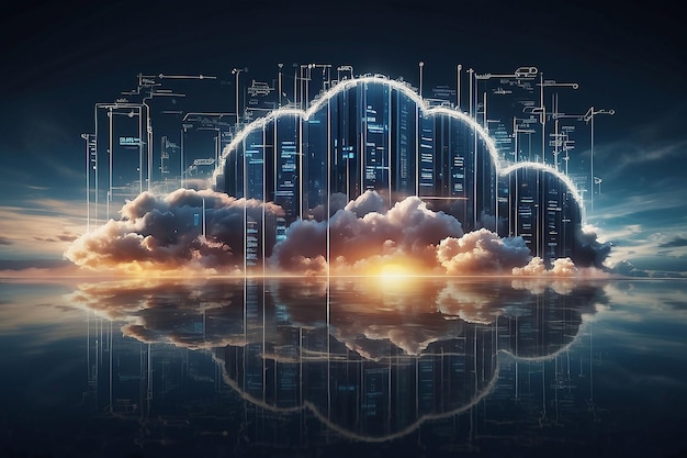 Foto erforschung der cloud-computing-sicherheit und -effizienz bei der datenübertragung