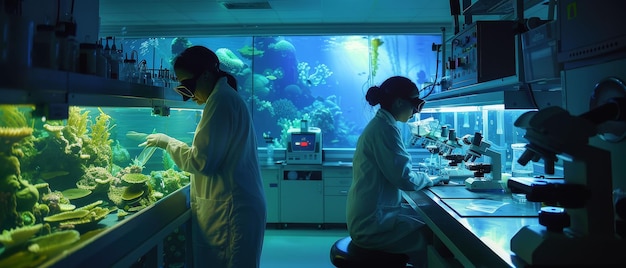 Erforschung der Meeresbiodiversität nach neuen Medikamenten Unterwasser-Labor-Szene Ozeane versteckte Schätze ar 43