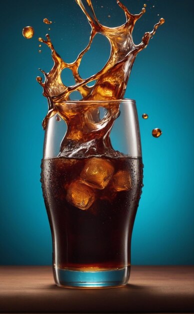 Foto erfrischende cola soda splash fesselndes produktfotografie-konzept