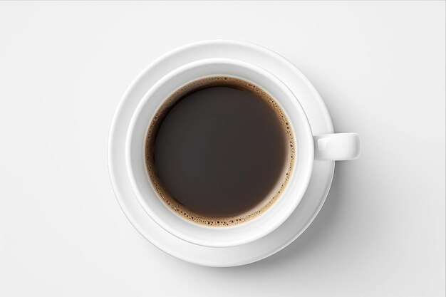 Erfrischende Tasse Kaffee oder Tee Top View auf einem sauberen weißen Hintergrund 32 Version