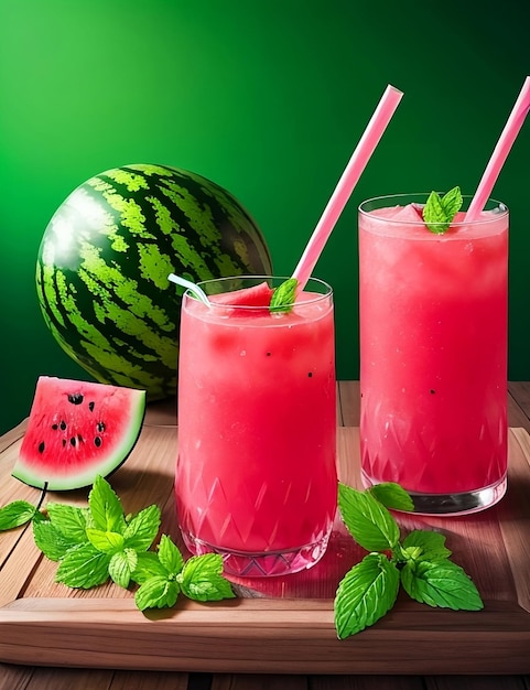 Erfrischender Cocktail mit Wassermelone und Minze