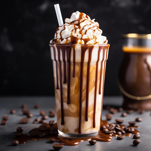 Erfrischender Eiskaffee mit einem Spritzer Milch