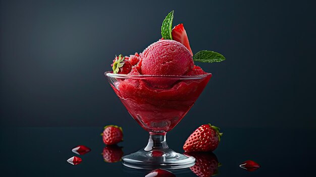 Erfrischender Erdbeersorbet