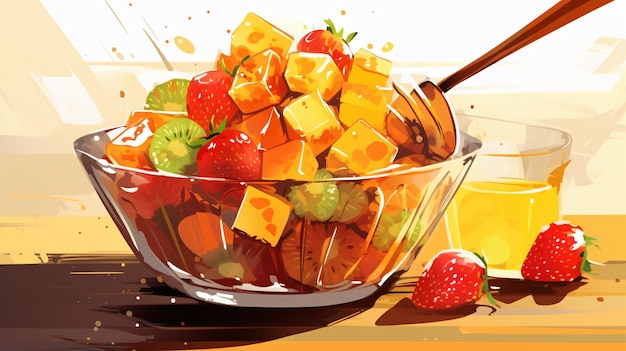 Erfrischender Fruchtsalat mit Honig, der gesund ist
