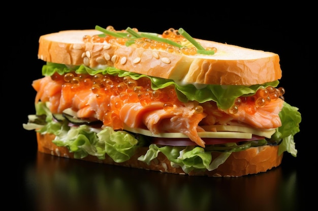 Foto erfrischender lachs-sandwich-snack