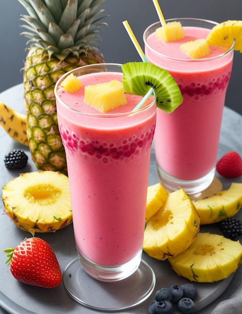 Erfrischender Sommer-Smoothie mit frischem tropischem Obst