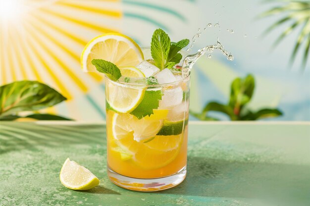 Erfrischender Sommer-Zitruscocktail mit Zitrone und Limette