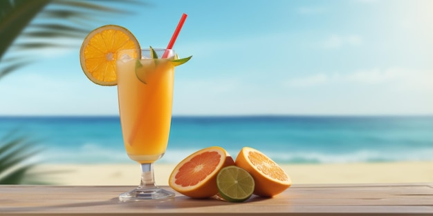 Erfrischender Sommercocktail für den Strand Generative KI