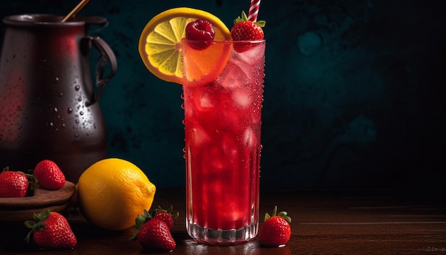 Erfrischender Sommercocktail mit Zitrusbeeren- und Minzgeschmacksrichtungen, erzeugt durch KI