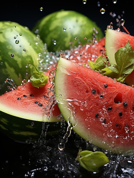 Erfrischendes Wassermelonenwasserspray auf frisches Obst