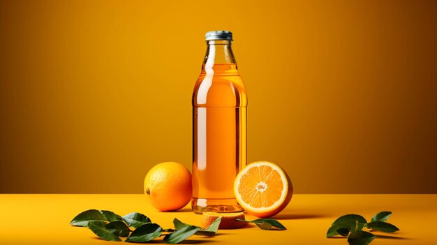 Erfrischungsgetränkeflasche auf Orange