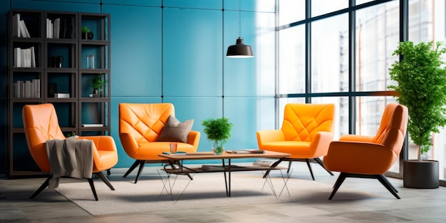 Ergonomische Möbel und gemütliche Sitzbereiche in einem modernen Büroambiente