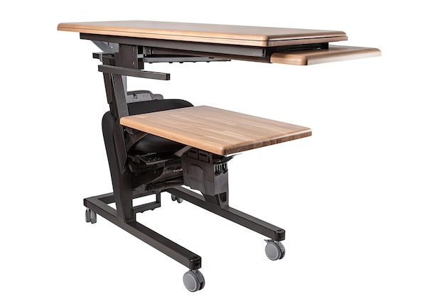 Ergonomischer Schreibtisch mit einstellbarer Höhenposition und Neigung, erstellt mit generativer KI