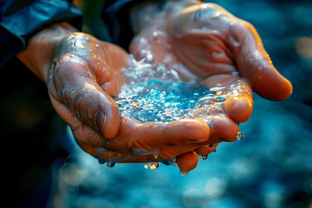 Foto ergreifen sie die bedeutung der handhygiene am welt-handhygiene-tag mit einem kraftvollen foto, das die hände beim auftragen von handdesinfektionsmittel festhält