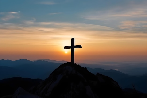 Erguendo-se no topo da montanha, a Cruz de Jesus é adornada com a glória de um cristão bíblico