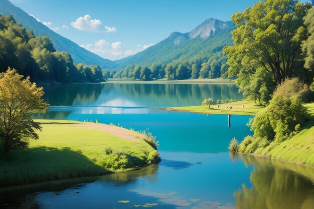 Erholungsort National 5A landschaftlich reizvoller Ort Grüner Berg Sauber Grüner Süßwassersee natürliche Landschaft