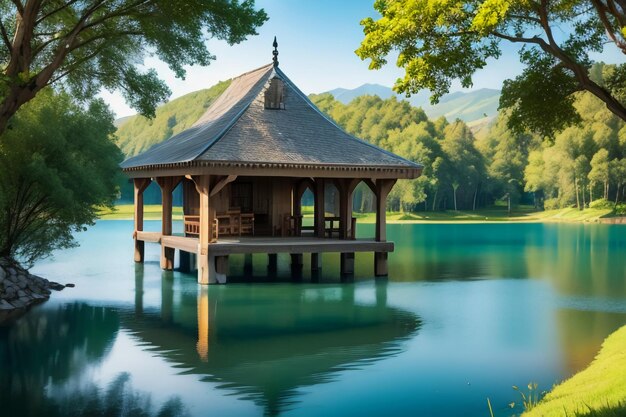 Erholungsort National 5A landschaftlich reizvoller Ort Grüner Berg Sauber Grüner Süßwassersee natürliche Landschaft