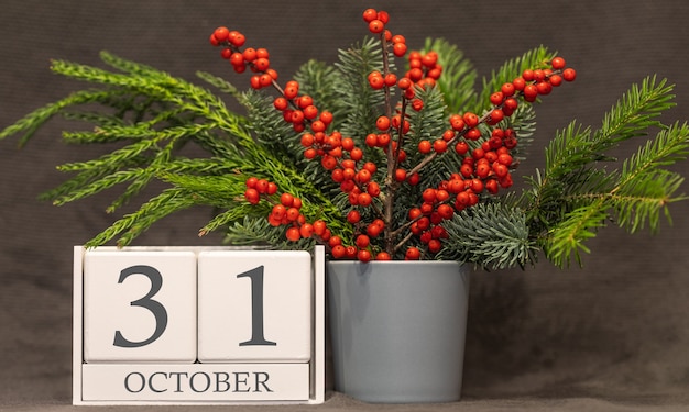 Erinnerung und wichtiges Datum 31. Oktober, Tischkalender - Herbstsaison.