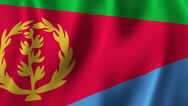 Eritrea bandera ondeando en primer plano la representación 3D con imagen de alta calidad con textura de tela