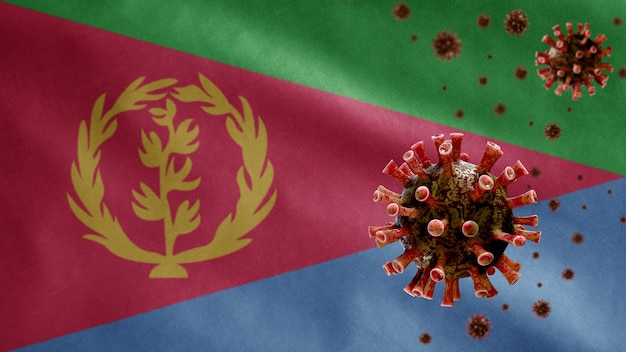 Eritrea ondeando la bandera coronavirus microscopio virus