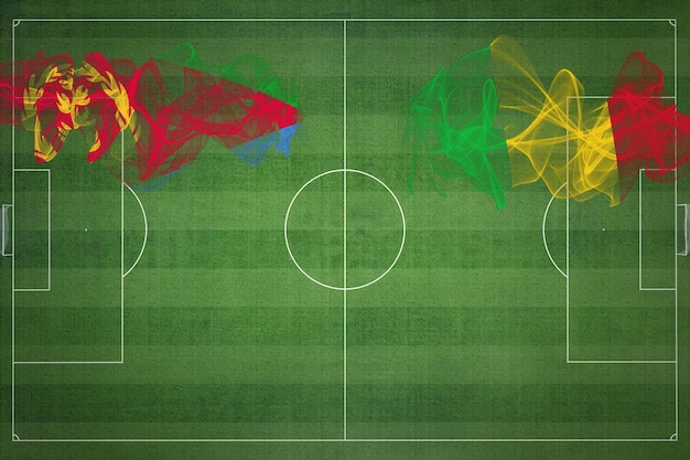 Eritrea vs Malí Partido de fútbol colores nacionales banderas nacionales campo de fútbol juego de fútbol Concepto de competencia Espacio de copia