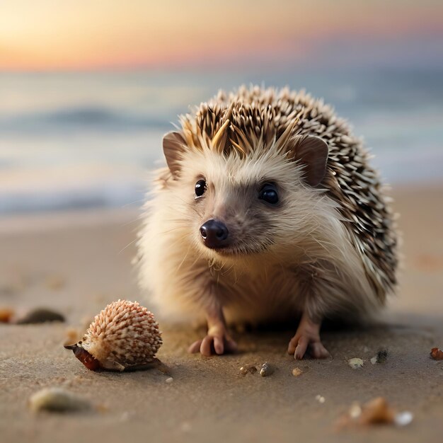 Foto erizo en la playa ai