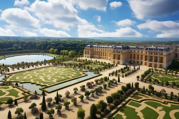 Erkunden Sie das opulente französische Schloss Versailles und seine lebendigen, farbenprächtigen Gärten