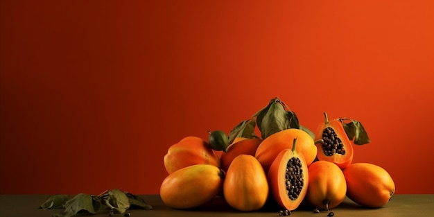 Erkundung der gesundheitlichen Vorteile frischer Papaya-Früchte. Generative KI im Hintergrund