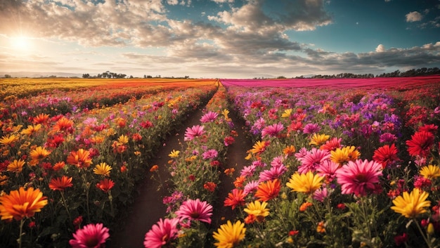 Foto erkundung des wilden und skurrilen blumenfeldes