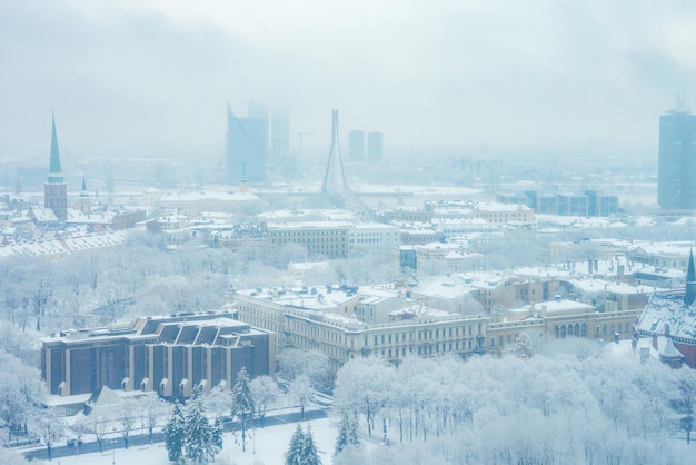 Erleben Sie das Winterpanorama in Riga mit historischen und modernen Designs