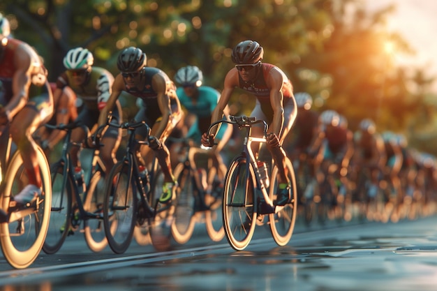 Erleben Sie die Aufregung eines Triathlons als Athlet generative ai