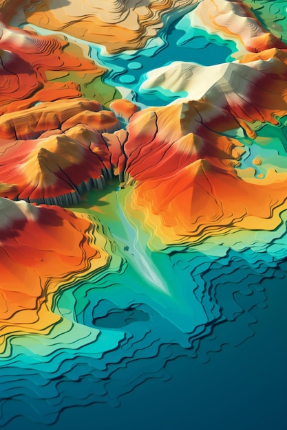 Erleben Sie die lebendige Schönheit des Grand Prismatic Spring im 3D-Origami-Hintergrundbild