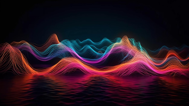 Erleben Sie die Verschmelzung von Kunst und Technologie in Glowing Neon Waves Begeben Sie sich auf eine Reise generativ ai