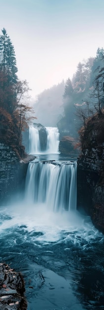 Erleuchtete Rheinfälle in der Nacht Europas größter Wasserfall Generative KI