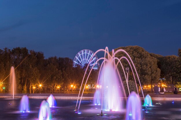 Foto erleuchtetes riesenrad gegen den nachthimmel