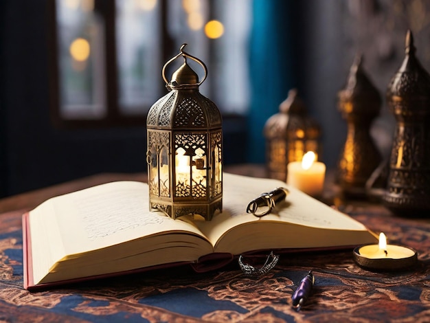 Foto ermutigen sie die menschen, ein ramadan-tagebuch zu führen, um über ihre täglichen erfahrungen, emotionen und geistigen wachstum während des monats nachzudenken.