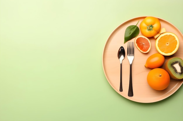 Ernährungskonzept Zusammensetzung gesunder Lebensmittel auf einem Teller AI generiert