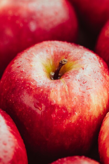 Ernte von reifen Äpfeln Sorte Red Delicious Food Hintergrund Makrofotografie