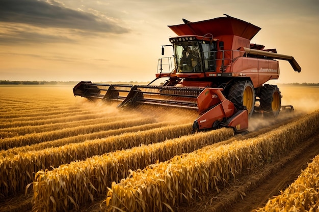 Foto erntemaschine auf dem weizenfeld