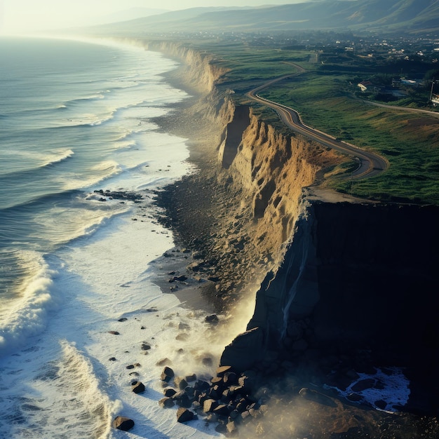 Erosión costera Una costa es erosionada por fuertes olas