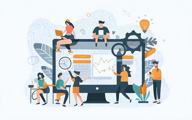 ERP-Konzept für die Ressourcenplanung von Unternehmen Produktivität und Verbesserung Illustrations-Website