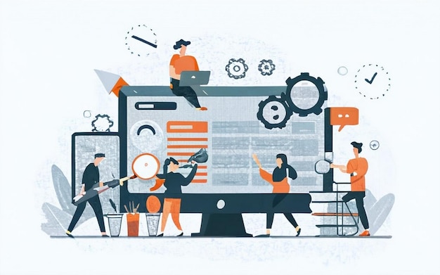 ERP-Konzept für die Ressourcenplanung von Unternehmen Produktivität und Verbesserung Illustrations-Website
