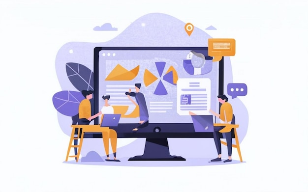 ERP-Konzept für die Ressourcenplanung von Unternehmen Produktivität und Verbesserung Illustrations-Website