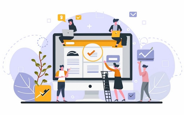 ERP-Konzept für die Ressourcenplanung von Unternehmen Produktivität und Verbesserung Illustrations-Website