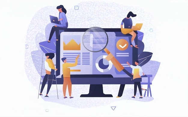 ERP-Konzept für die Ressourcenplanung von Unternehmen Produktivität und Verbesserung Illustrations-Website