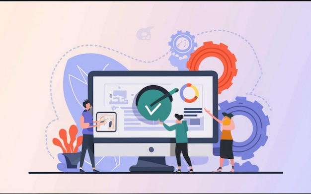 ERP-Konzept für die Ressourcenplanung von Unternehmen Produktivität und Verbesserung Illustrations-Website