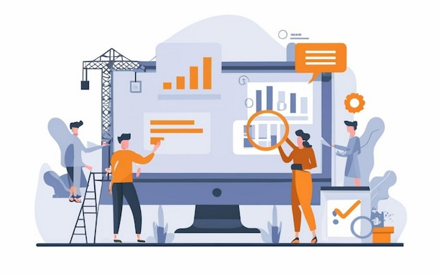 ERP-Konzept für die Ressourcenplanung von Unternehmen Produktivität und Verbesserung Illustrations-Website