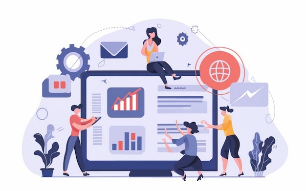 ERP-Konzept für die Ressourcenplanung von Unternehmen Produktivität und Verbesserung Illustrations-Website