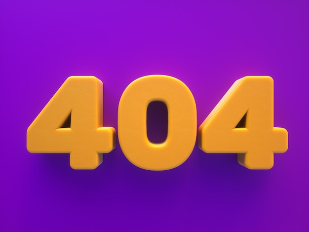 Erro 404 da página do site renderizado texto 3D